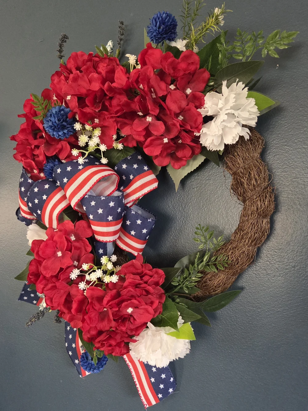 Patriotic Red, White & Blue Holiday Wreath - Picture 1 of 3